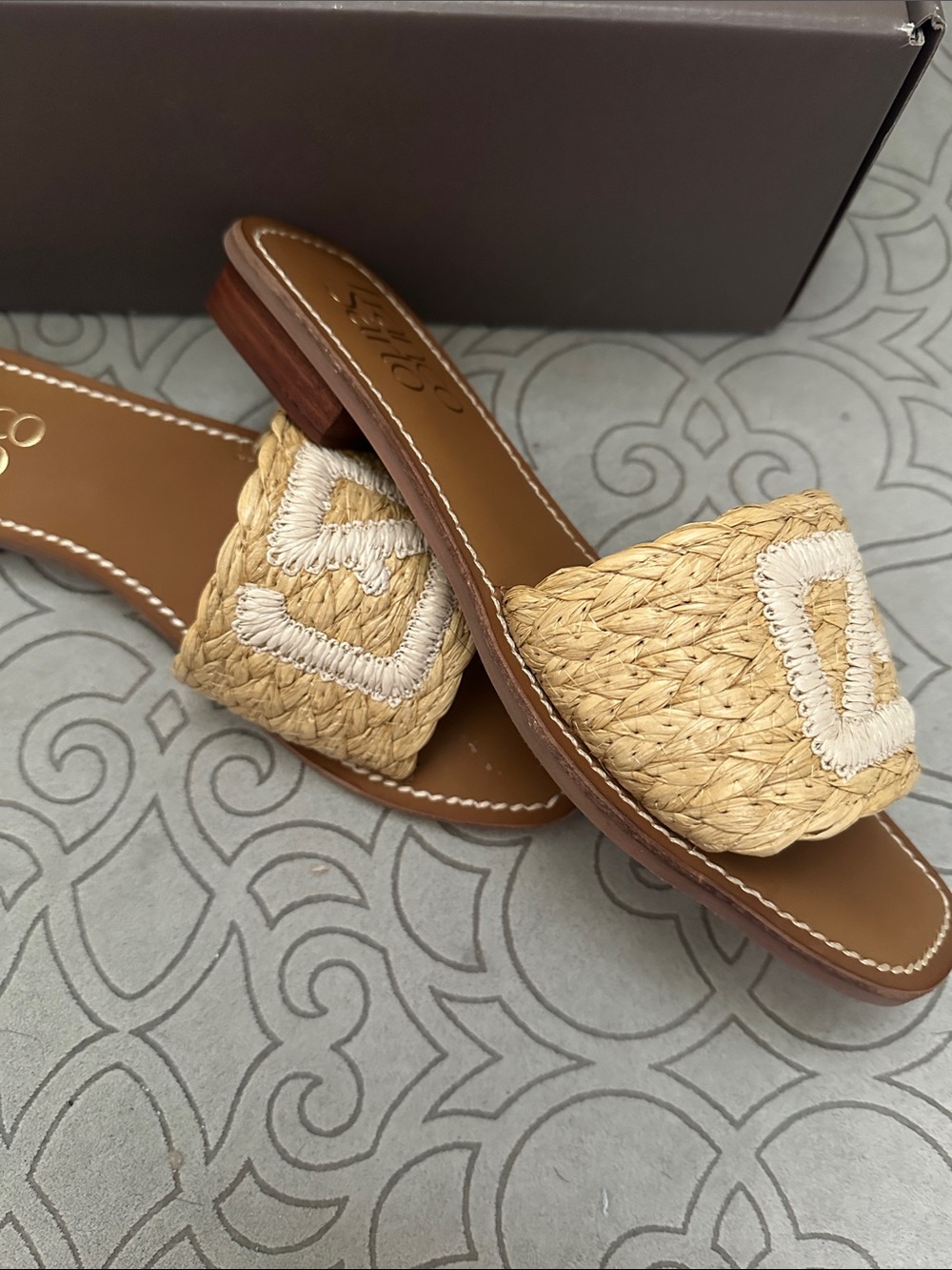 Franco Sarto Tan Raffia Slide - Picture 5 of 6